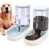 Meijeegu Distributore automatico di cibo 3,8L, distributore d'acqua 3,8L, mangiatoia automatica, distributore di cibo secco, stazione di alimentazione per cani, gatti, animali domestici (grigio)