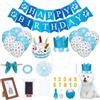 OLYCRAFT Forniture per Feste di Compleanno Blu per Cani con Cappelli Palloncini Striscioni con 2 cornice per Foto con Impronta di Zampa 1 torte Squittenti e 1 campanelle per Cani Forniture per Feste