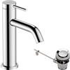 hansgrohe Tecturis S - Rubinetto per lavabo con scarico a tirante, risparmio energetico (CoolStart), Miscelatore lavabo risparmio idrico (EcoSmart) con altezza bocca 105 mm, cromo, 73314000