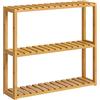 SONGMICS Mensole da Bagno, Scaffale da Bagno con 3 Ripiani Regolabili in Bambù, da Parete o da Terra, Porta Piante, per Soggiorno Balcone Cucina, 15 x 60 x 54 cm, Naturale BCB13Y