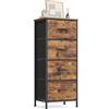 SONGMICS BELLAH Collezione - Cassettiera con 4 Cassetti in Tessuto, Acciaio, MDF, Tessuto Non Tessuto, per Camera da Letto, Armadio, Corridoio e Soggiorno, Marrone Rustico e Nero Inchiostro LGS314BH04
