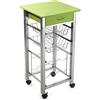 VERSA Leicester Carrello Cucina e Portabottiglie con Ruote e cassetti, Mobile Cucina, Misure (A x L x l) 82 x 40 x 40 cm, Legno e Metallo, Colore Verde