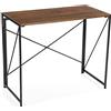 VERSA Jack Scrivania per Computer e Scrittoio Salvaspazio, Piccolo Tavolo da Ufficio, Salotto o Studio di Casa, Pieghevole, Misure (A x L x l) 74 x 45 x 90 cm, Legno e Metallo, Colore Marrone