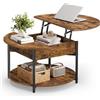 VASAGLE Tavolino Salotto con Piano Sollevabile e Scomparto Nascosto | Tavolo per Divano, 80 x 80 x 45 cm, con Ripiano Aperto, Marrone Vintage e Nero Opaco, Collezione Barnet LCT266K101