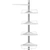 SONGMICS Mensola Doccia Telescopica e Regolabile, Acciaio Inossidabile | Scaffale Angolare Bagno, Altezza Totale 95-300 cm, 4 Ripiani, 3 Ganci, 1 Portasciugamani, Collezione PARSON BCB02SW