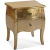 VERSA Cagliari Comodino Tavolino o ausiliario per la Camera da Letto o Il Soggiorno Cassettiera, con 2 cassetti, Misure (A x L x l) 60 x 39 x 50 cm, Legno, Colore Dorato