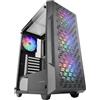 Mars Gaming MARSGAMING MC-GEO, Case Gaming ATX, 4x Ventole FRGB Rainbow 12cm, Pannello Frontale Mesh Geometrico, Finestra Laterale Vetro Temperato, Semitorre Doppia Camera, Supporto Raffreddamento Liquido, Nero