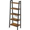 VASAGLE Scaffale a Scala, Libreria a 5 Ripiani, Mobile Portaoggetti con Struttura in Metallo, per Soggiorno, Camera da Letto, Cucina, Nero e Marrone Scuro LLS45X