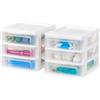 Iris Ohyama, Torre di Stoccaggio in Plastica, 3 Cassetti Piccoli, Set di 2, Bianco, Facile da Aprire, Formato B6, Mobile, Organizzatore, per Ufficio, Materiale Ccolastico, Cancelleria, Senza BPA,