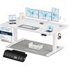 Homall Scrivania Regolabile in Altezza 140x70 cm con Porta USB, Bianco | Standing Desk con 6 Tasti Memoria Altezza, 2 Ganci e Cassetto Cavi, Ergonomica, Elettrica Scrivania Gaming，Scrivania Ufficio