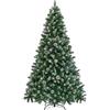 Yaheetech Albero Natale Innevato con Pigne 183cm Rami Incernierati Verde | 920 Rami ad Apertura Automatica, PVC Ignifugo Resistente, Base Ferro Pieghevole, Adatto a Soggiorno Portico Spazi Commerciali