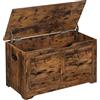 VASAGLE Cassapanca con 2 Cerniere di Sicurezza, 80 x 40 x 46 cm | Panca Portaoggetti, Pouf Organizzatore, Scarpiera, Stile Rustico, per Corridoio, Marrone Vintage, Collezione SOFIE LSB063T01