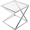 VERSA Trento Tavolino Ausiliario per Soggiorno, Tavolino Moderno, Misure (A x L x l) 51 x 51 x 51 cm, Vetro e Metallo, Colore Argento