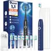 YTEATH PRO Spazzolino Elettrico Sonico per Uomo con 8 Testine - Spazzolino Denti Sonico Adulti con Custodia da Viaggio, 5 Modalità, Impermeabile IPX7, Spazzolino Elettrico da Viaggio Ricaricabile, Blu Scuro