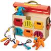 B. toys Critter Clinic, clinica veterinaria giocattolo con 6 stanze | Set da 9 con 6 stanze, 6 chiavi abbinate, 5 strumenti da veterinario, 2 animali di peluche e maniglia sul tetto, 2+ anni