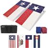 GoSports Set di cornhole in legno serie bandiera - scegliere bandiera americana o bandiere di stato - include due pannelli di dimensioni regolamentari 1,2 x 0,6 m, 8 pouf, custodia per il trasporto e