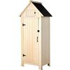 VEVOR Capanno da Esterno 63 x 173 cm in Legno con Porta Chiudibile a Chiave, Casetta da Giardino Tetto Inclinato Impermeabile, con Ripiani e Pavimento Inclusi, Colore Marrone, per Chiusura Strumenti