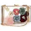 Gets Borse in pelle PU e borse per le donne floreale perline pochette per matrimonio borsa a tracolla trasparente, Trasparente, Taglia unica