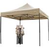 BAKAJI Gazebo 3 x 3 metri Pieghevole Tessuto Poliestere Impermeabile Struttura in Metallo Richiudibile a Fisarmonica Tendone Portatile Fiera Mercato Giardino Esterno + Sacca per Trasporto (Beige)