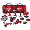 Milwaukee M18 - Kit di attrezzi elettrici senza fili da 18 V, set di 8 attrezzi, 3 batterie, 2 sacchetti per attrezzi, caricatore incluso