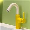BiaoTeng Miscelatore Monocomando Lavabo Bagno 2 Modalità Ottone Caldo e Freddo Rubinetto Bagno Lavabo Monoforo Giallo + Bianco Latteo