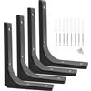 Xpieoyrm 4 Pezzi 8 pollici Staffe per Mensole Pesanti nero, 200 x 150 mm Mensole Staffe a L, Staffa per Tavolo a Muro 90 Gradi Angolo Retto per Mensole in Legno Galleggianti Libreria