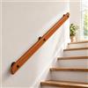 Azjopy Corrimano in Legno per Scale Interne, Parete con Staffe Nere | ringhiera antiscivolo per scale, Legno naturale, presa confortevole, per scale interne, corridoi, ingressi e mansarde