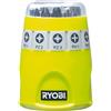 RYOBI, Set di 10 punte per cacciavite Philips/Pozidriv/Torx, 25 mm