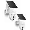 SYMYNELEC 5GHz/2.4GHz Telecamera WiFi Esterno con Pannello Solare, 2 Pezzi | Videocamera Sorveglianza a Batteria, Senza Fili, Rilevamento Umano, Allarme, Audio Bidirezionale, Compatibile Alexa, IP65