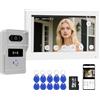 QttyElok Videocitofono WiFi 2 Fili Smart Tuya, 1080P HD Video Citofono con Telecamera, 7 Pollici Touch Monitor, Fotocamera Visione Notturna IR, Registrazione, Sblocco RFID Carta/APP, IP65