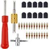 KZNKZN Set di 33 strumenti per la rimozione delle valvole degli pneumatici dell'auto, kit di riparazione per valvole dei pneumatici, rimozione del nucleo della valvola a doppia e singola testa, strumento per