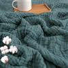 Generisch Coperta in 100% mussola di cotone per adulti, morbida, leggera, traspirante, estiva, rinfrescante, per divano, decorazione per tutte le stagioni, verde, 70 x 140 cm