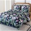 Cotton Market Biancheria da letto 200 x 200 cm, in microfibra di cotone, 3 pezzi, con chiusura lampo, copripiumino con 2 federe da 70 x 80 cm, colore: verde