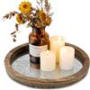 Hanobe - Vassoio porta candela: vassoio rotondo in legno decorativo a specchio per candela, per tavolino, centrotavola rustico, per Natale, matrimonio, Halloween, decorazione per la casa