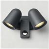 JNR LED Lampada da Esterno con Sensore di Movimento Regolabile, Antracite | Faretto orientabile a 330°,Alluminio Applique da Esterno PIR Regolabile, IP54 Impermeabile 2*5W GU10 3000K Lampadina Inclus