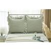 Meaning4 Confezione da 2 federe quadrate a quadretti, con volant, a quadretti, 45,7 x 45,7 cm, in cotone lavato, con cerniera, per letto/divano in cottage (verde salvia e bianco, 45,7 x 45,7 cm)