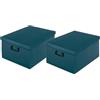 BERARDI Kit 2 Scatole per Armadio in Cartone con Coperchio, Organizer per Vestiti e Biancheria, 34x50x25 cm, Colore Tortora (Juta Blu)