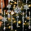 Kiiwah 16 Pezzi Decorazioni per Albero di Natale, Acrilico Cristallo Fiocco di Neve Ghiaccioli Da Appendere, Fiocco di Neve Ghiaccioli per Decorazioni Natale Nozze Feste Invernali