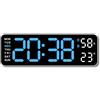 Lancoon Orologio da parete elettronico con calendario di umidità della temperatura, ampio display a LED, luminosità regolabile, doppio allarme plug-in snooze per soggiorno, tavolo camera da letto