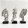 GZDDYUMYJX Statua del pensatore a 3 pezzi, il silenzio è una statuetta d'arte astratta in oro, sculture in resina per la casa moderna Decorazioni per oggetti decorativi per l'ufficio domestico (Argento)