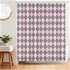 BREASOME Tenda Doccia Antimuffa Tartan 180 x 180 cm Tenda da Doccia Geometrico Plaid Stile Minimalista Tende Vasca da Bagno Impermeabile Lavabile Tessuto in Poliestere con 12 Ganci (Rosa)