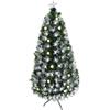 HOMCOM Albero di Natale Artificiale 120cm con Luci Incorporate e 130 Rami | Albero di Natale con Luci a LED e Fibre Ottiche, Base Pieghevole Rimovibile