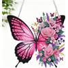 CEOVR Farfalle Diamond Painting Hanging Kit,19,8x18,9cm DIY Ornamento Dipinto a Diamante Kits,Farfalle Rosa E Fiori Peinture Diamant Appeso per Decorazioni