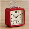 AYRELY® Sveglia a batteria con cassa quadrata in metallo, quarzo analogico senza ticchettio, orologio da scrivania per camera da letto/viaggio/bambini (rosso)