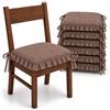HAND Set 6 Cuscini per Sedie con Lacci Antiscivolo, Sfoderabili, Imbottitura Inclusa, Dimensioni con bordi 45x45 cm, Adatto per Cucina, Interni ed Esterno (Caffè)