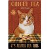 GLOBLELAND Vintage Ginger Tea Cat Ferro Segno placca Poster Retro Parete in Metallo Decorativo Targhe in Metallo 12x8 Pollici per la casa Bar Coffee Shop Ristorante Cucina Club Decor