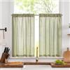TOPICK Tenda Cucina Tende Corte Piccole 90Ax90L cm 2 Pannelli Verde | tenda rustica semi-trasparente da bistrot, balcone, porta finestra, roulotte, corte, soggiorno, doccia, stile country