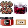 KADAX Set di 10 piccoli barattoli per marmellata con coperchi ermetici - 250 ml - Ideali come regalo - Per miele e spezie (verdure colorate)