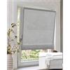 Victoria M. Tenda a Pacchetto Senza Forare Filtrante, 40 x 130 cm, Grigio | Tenda a Vetro Senza Trapano con Morsetti per Finestre e Porte, Effetto Lino, Guide in Alluminio Robuste, con Catenella