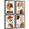 Nacnic Set 4 Quadri Forme Botaniche Astratte Moderni Arredamento Salotto Camera Da Letto Cucina Bagno A4 Cornice Nera